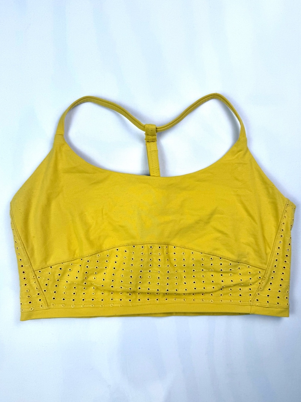 Prana Yellow Eyelet-Trim Sports Bra